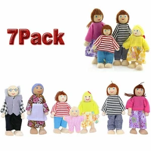 7Familie Puppenhaus Puppen Holz Puppenfamilien für Kinder Spiel Haus Geschenk - Bild 1 von 10