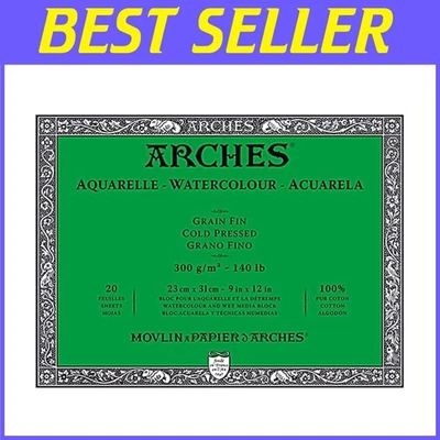 Papel de acuarela Arches Cold Press, 9x12, 20 hojas Foto 1 de 3
