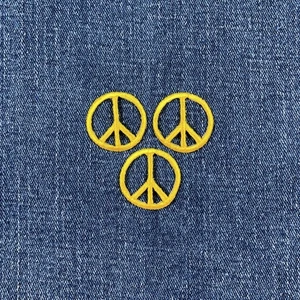 3-Pack Peace Sign Applique Patch - Mini Yellow Embroidered Badge 1" (Iron On) - Picture 1 of 2