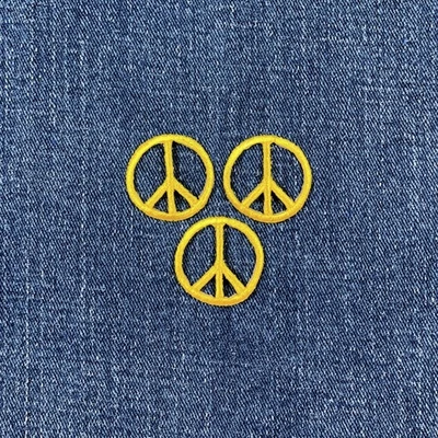 3-Pack Peace Sign Applique Patch - Mini Yellow Embroidered Badge 1" (Iron On) - Image 1 of 2