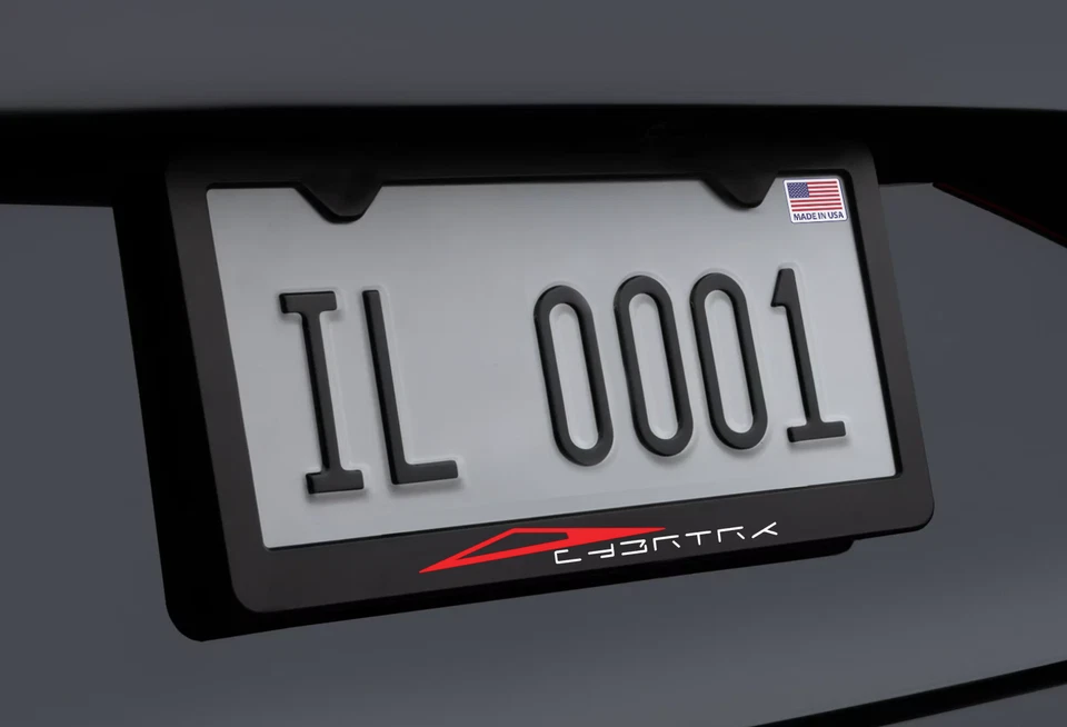 Cybertruck Red & White Silhouette Black Metal License Plate Frame Holder - Image 1 of 2