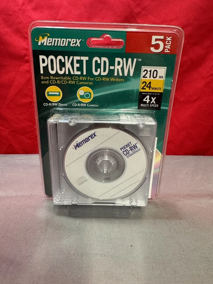 Memorex 5 Pack Pocket CD-RW 8cm Rewritable Discs 4x Speed - Image 1 of 1