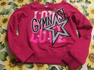 Justice Sz 10 Love Gymnast Star Sweatshirt Vguc Pink Silver Black - Picture 1 of 9