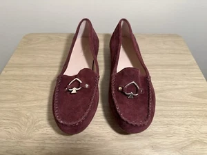 Kate Spade NY Carmen slip on suede loafer shoes burgundy NWOB size 7.5 - Picture 1 of 5
