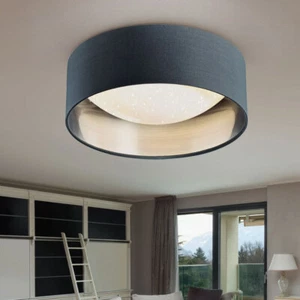 Plafoniera Lampada da Soggiorno Sterneneffekt LED Argento Tessuto Grigio - Foto 1 di 5