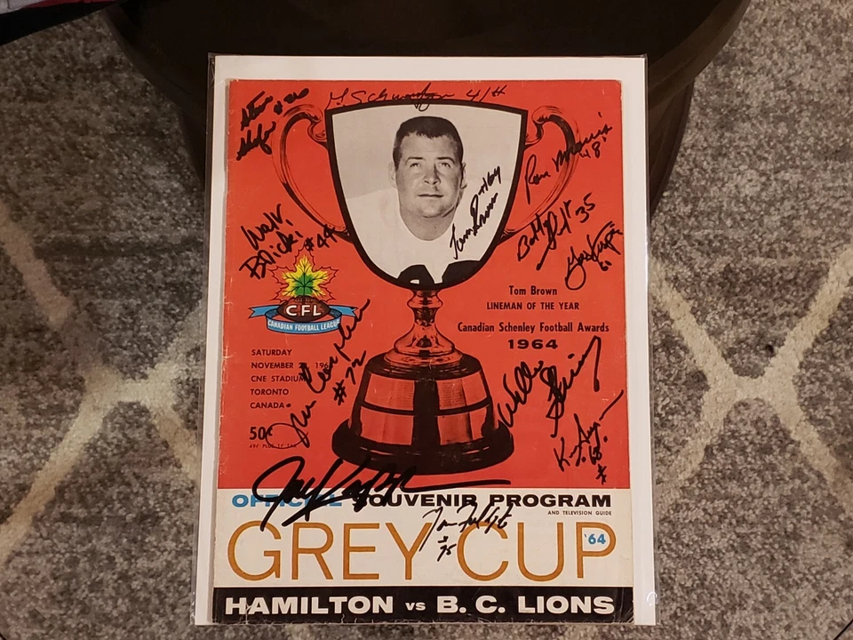 1964 CFL GREY CUP BC LIONS AUTOGRAPHED SIGNED PROGRAM WILLIE FLEMING JOE KAPP - Image 1 of 1