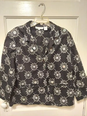 Chaqueta Cathy Daniels Damas Talla XL Blanco y Negro Floral Lentejuelas Botón  Foto 1 de 4