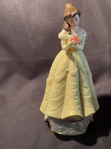 DISNEY Belle W/Rose Porcelain Glitter Figurine 7” Tall MINT ~ FREE SHIPPING - Picture 1 of 4
