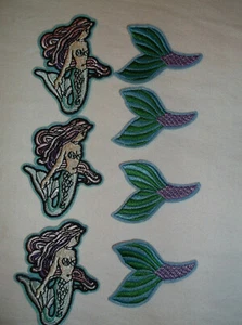 singoli o set CODA DI SIRENA E SIRENA FERRO RICAMATO SU TOPPA TOPPE DISTINTIVO - Foto 1 di 4