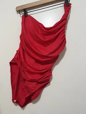 LA BLANCA Samba Solid Ruched One Shoulder RED One Piece Swim Suit Size 6 - Image 1 of 4