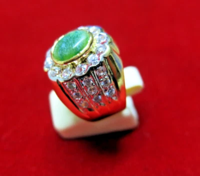 Anillo de jade para hombre de plata de ley con chapado en oro de 18k talla 8 regalo para él Foto 1 de 4