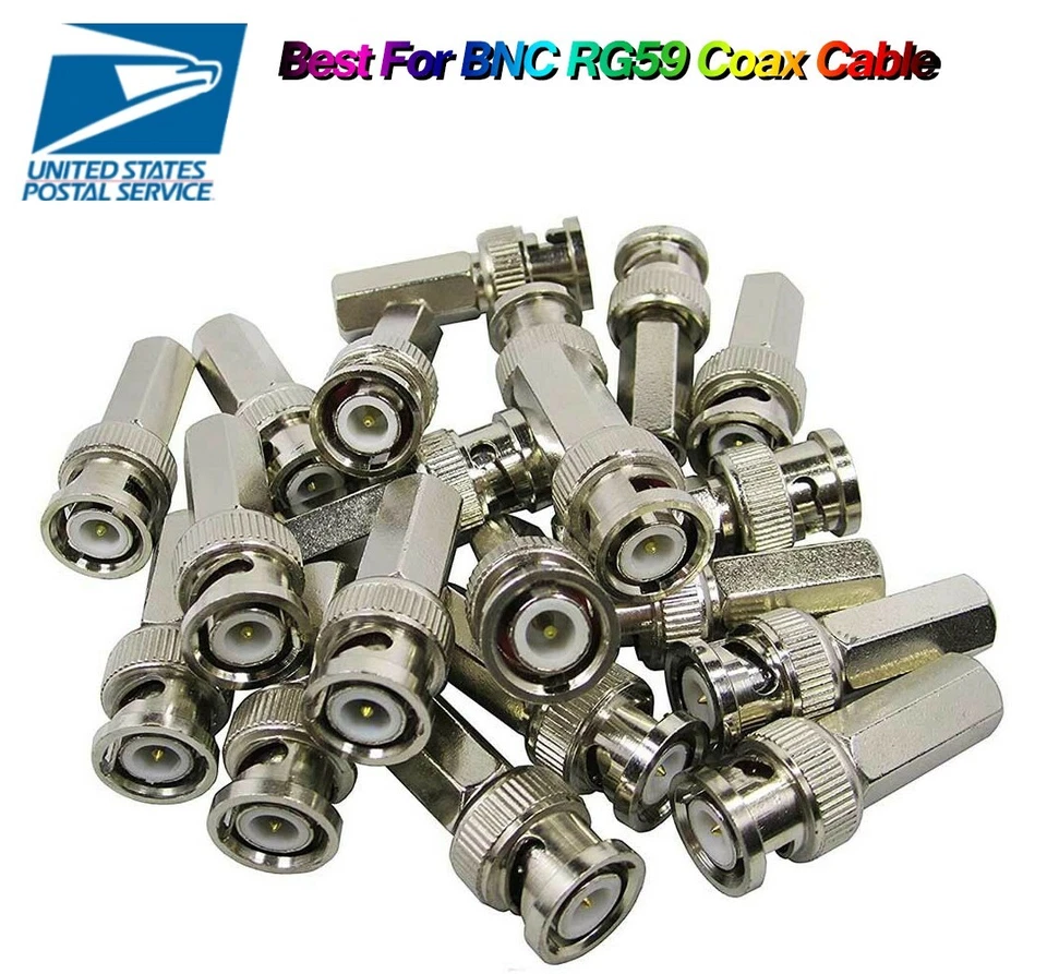 40 Pcs BNC Male Twist on RG59 Connector Adapter for CCTV Security camera system - Image 1 of 1
