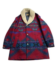 Vtg Pendleton High Grade Western Wear Navajo Southwestern Sherpa Wool Coat 42 L - Picture 1 of 13