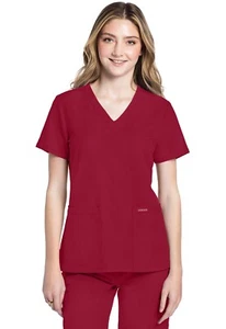 Cherokee WW Originals Scrubs Women's V-Neck Top CK953A REDN Red Free Ship - Picture 1 of 5