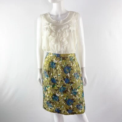 Vestido Vaina Anthropologie Moulinette Sours Sin Mangas Metálico Floral Talla 4 Foto 1 de 4