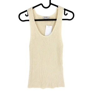 MOTIVI Women Beige Ribbed Scoop Neck Tank Top Size M - Picture 1 of 12