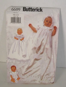 Butterick 6609 Christening Gown, Jumpsuit & Bonnet Infant NB-M Pattern Uncut - Picture 1 of 3