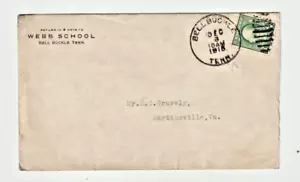 US Postal History Cover BELL BUCKLE  Tennessee WEBB SCHOOL Corner Card, Dec 1915 - Picture 1 of 2