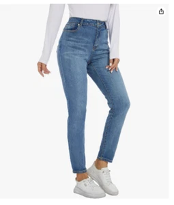 Women's Jeans High Waist Skinny Pants Stretchy 14 Slim Fit Leg Pants Light Blue - Picture 1 of 6