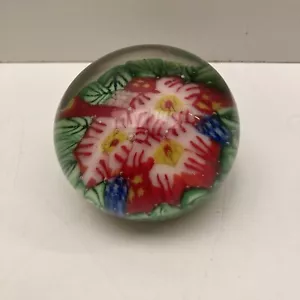 Small Floral Glass Paper Weight Oriental Design Vintage Retro - Picture 1 of 4