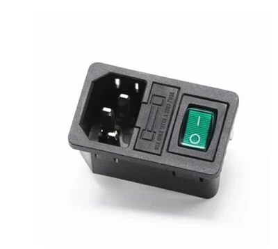 Connecteur IEC Mâle  3 BROCHES + INTERRUPTEUR + Porte FUSIBLE IEC320 C14 10/ 6A - Image 1 of 3