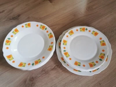 Lot de 13 assiettes Luminarc blanches bord feuilles - Photo 1/4