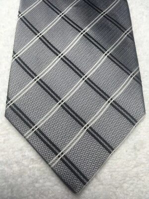 JOSEPH AND FEISS MENS TIE GRAY WITH BLACK AND WHITE 4 X 60 NWOT - Image 1 of 4