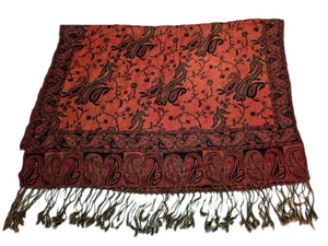 Oversize Decke Pashmina großer Schal Tuch Halstuch-Paisley-Wolle/Seide 74" - Bild 1 von 5