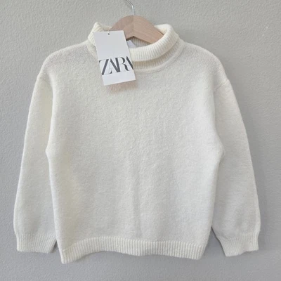 НОВЫЙ! Пуловер для девочек Zara 3-4 цвет белый кремовый мягкий водолазка свитер - Изображение 1 из 4
