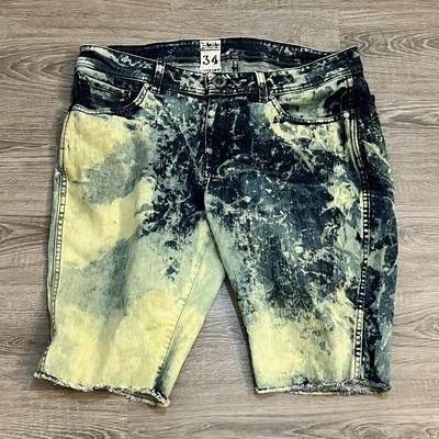 Y2K Volcom Stone Player Shorts Bleached Tie Dye Size 34 Waist 11 In Inseam Surf - Image 1 of 4