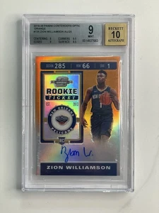 2019 Contenders Optic Zion Williamson Orange Rookie Ticket Auto RC BGS 9/10 #135 - Picture 1 of 2