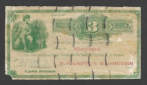 U.S. 1933 INTERNAL REVENUE TAX STAMP FOR DISTILLED SPIRITS, DRUMMOND # TPDSCS7.6 - Picture 1 of 1