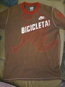 Vintage 80’s Nike Bicicleta T Shirt Brown And RED - Picture 1 of 12