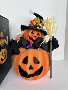 Glasfaser Hexe Jack O Laterne Kürbis Halloween Farbwechsel beleuchtet Deko - Bild 1 von 9