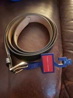 Tommy Hilfiger 黑色皮革腰带 3X 18HP020010 全新带标签 — 第 1/4 张图片