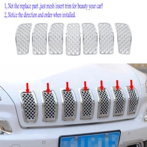 ABS Chrome Front Grille Insert Mesh Frame Trim fit for Jeep Cherokee 2014-2018  - Picture 1 of 8