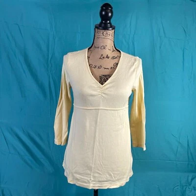 Old Navy Women Blouse Yellow Medium Knit V Neck Long Sleeve Pullover Top - Image 1 of 4