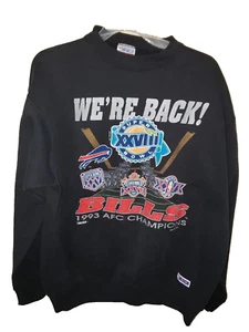 Buffalo Bills NFL Vintage L Sweatshirt Trench AFC Champs Super Bowl XXVII - Picture 1 of 4