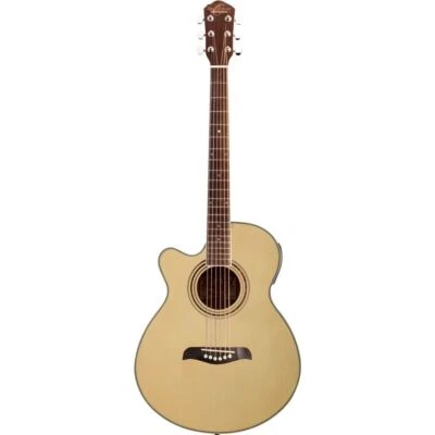 Oscar Schmidt OG10CE Left-Handed Concert Size Acoustic Electric Guitar, Natural - Image 1 of 2