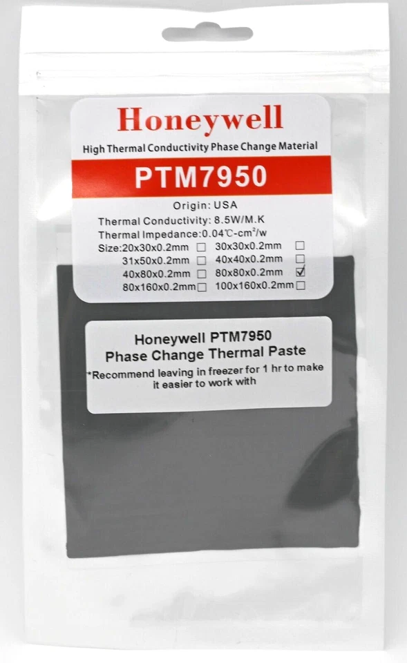Honeywell PTM7950 80x80mm Phase Change Thermal Paste Laptop CPU Graphics - Image 1 of 1