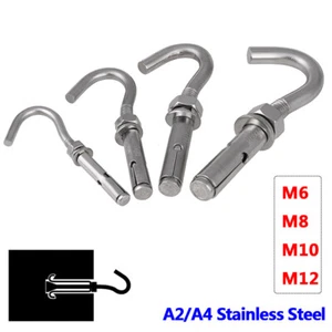 M6 M8 M10 M12 Heavy Duty Open Hook Bolts Shield Anchor Expansion Wall Rawl Bolts - Picture 1 of 7