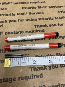 (2) FULLERTON 1/16" Diam, 1,5" OAL 2 Flauti Carburo Fine Sfera Fresa Nuovo - Foto 1 di 2