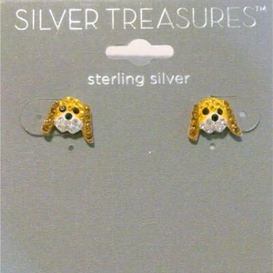 Silver Treasures Sterlingsilber und Kristall Welpe Hund Ohrringe Neu mit Etikett - Bild 1 von 3