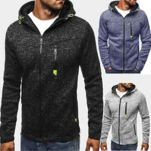 2025 Nueva Chaqueta Para Hombre Abigarrada Otoño Invierno Cálida Cremallera Sudadera con Capucha Abrigo - Imagen 1 de 27