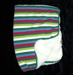 KicKee Pants Multi Color Stripe Sherpa Lined Baby Blanket  - Picture 1 of 2