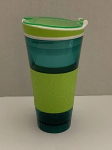 Snackeez 2-in-1 Cup For Snacks and Drinks Teal and Lime no Straw EUC - Picture 1 of 5