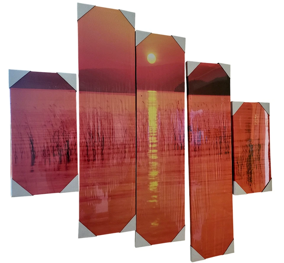 Sea Sunset Wall Art Canvas Prints for Living Room Bedroom Decor Set of 5 Pieces - Image 1 of 1