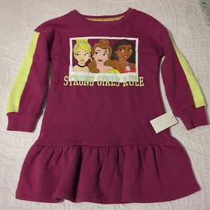 Disney Princess Strong Girls Rule Sweater Dress Purple Boysenberry SZ S 6-6X EUC - Picture 1 of 4
