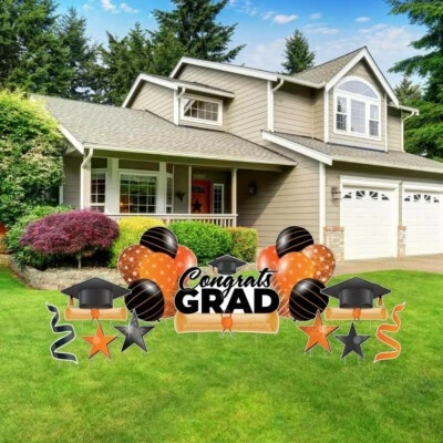 VictoryStore Congrats Grad Orange Graduation Yard Display Graduate Decor 20025G - Image 1 of 4