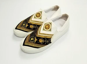 Versace Womens Shoes Slip on Trainers Iconic Baroque Barocco White Size 38 UK 5 - Picture 1 of 9